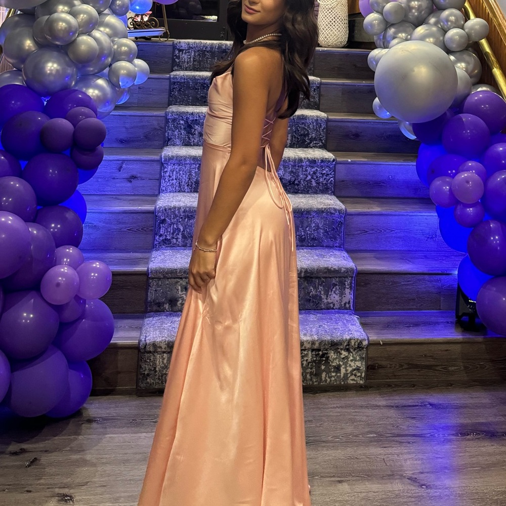 Satin rose long dress